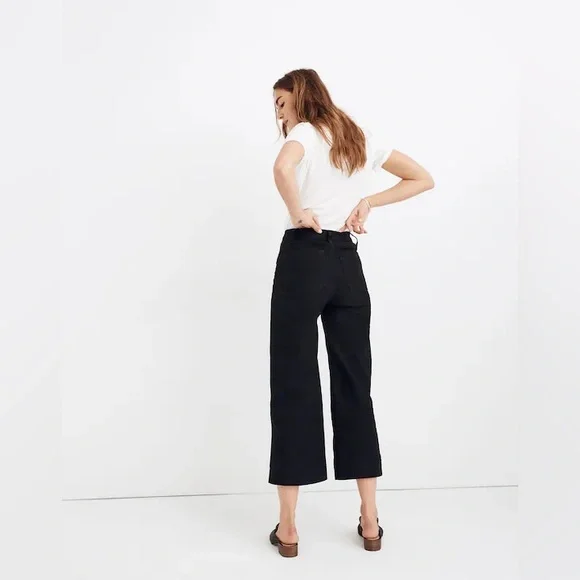Madewell Emmett Wide-Leg Crop Pants Black 28 - Picture 3 of 10